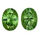 Genuine Demantoid Garnet Well Matched Gem Pair in Oval Cut, 3.18 carats, 8.20 x 6.60 mm Displays Pure Green Color
