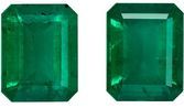 Genuine Green Emerald Gemstones, 4.59 carats Emerald Cut in 9.1 x 7.1 mm size in Very Fine Green Color In A Matching Pair
