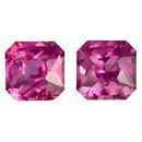 Genuine No Treatment Purple Sapphire Well Matched Gem Pair in Radiant Cut, 1.78 carats, 5.40 mm Displays Pure Purple-Pink Color