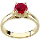 Genuine Ruby Ring Classic! - Superb GEM Genuine 1 carat 6mm Ruby Solitaire Engagement Ring with Bezel Set Diamond Accents