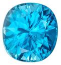 Great Color Blue Zircon Gemstone, 4.72 carats, Cushion Cut, 9.1 x 8.4 mm Size, AfricaGems Certified
