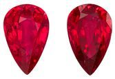 Great Earring Gems Ruby Gemstones 0.89 carats, Pear Cut, 6 x 3.9 mm, with AfricaGems Certificate