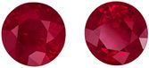 Great Ruby Well Matched Pair, 5.7 mm, Vivid Rich Red, Round Cut, 1.85 carats