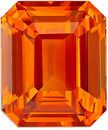 GIA Genuine Loose Orange Sapphire Gemstone in Emerald Cut, 5.09 carats, Rich Sunkist Orange, 10.11 x 8.4 x 5.77 mm