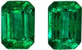 Very Fine Pair of Emerald Gems - Well Matched in Emerald Cut in Rich Green Color in 1.72 carats , 7 x 4.9 mm