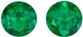 Super Gem Emeralds in Round Matched Gemstone Pair in Vibrant Rich Green Color in 6.8 mm, 2.30 carats