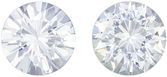 Highly Requested White Sapphire Well Matched Pair, Round Cut, Very Colorless White, 6 mm, 1.98 carats