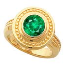 Hot Style! - Shop Real 14k Gold Bezel Set 1 carat 6mm Genuine Low Price on GEM Emerald Fashion Ring With Ornate Beaded Look