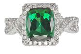 Impressive 3.6ct 9.6x8.4mm Blue Green Tourmaline set with Pave Diamond Ring in 14 KT White Gold