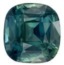 Impressive Blue Green Sapphire Gemstone 2.35 carats, Cushion Cut, 7.2 x 6.8 mm, with AfricaGems Certificate