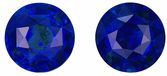 Impressive Pair Blue Sapphire Gemstone Pair 4.79 carats, Round Cut, 8.1 mm, with AfricaGems Certificate