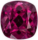Impressive Rhodolite Genuine Gemstone, Cushion Cut, Vivid Raspberry Pink, 11.5 x 11.2 mm, 9.12 carats