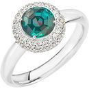 Impressive Vivid Color Change GEM Natural 1 carat 5.80 mm Alexandrite set in 14 kt White Diamond Pave Ring