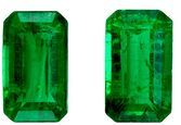 In Fashion Emerald Gemstone Pair 0.48 carats, Emerald Cut, 5 x 3 mm, with AfricaGems Certificate
