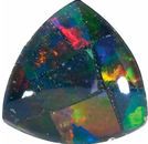 Gilson Created Black Mosaic Opal Trillion Cut in Grade GEM