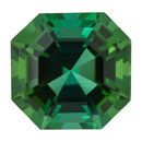 Loose Green Tourmaline Gemstone in Asscher Cut, 1.49 carats, 6.86 x 6.77 mm Displays Pure Green Color