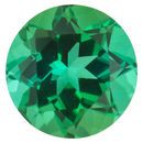 Loose Green Tourmaline Gemstone in Round Cut, 1.45 carats, 7.03 x 6.99 mm Displays Rich Green Color