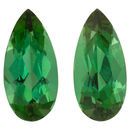 Loose Blue Green Tourmaline Well Matched Gem Pair in Pear Cut, 6.44 carats, 14.30 x 6.90 mm Displays Vivid Blue-Green Color