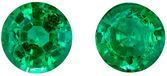 Loose Green Emerald Gemstones, 0.93 carats Round Cut in 5 mm size in Stunning Green Color In A Matching Pair