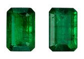 Loose Vibrant Emerald Gemstones, Emerald Cut, 1.03 carats, 6 x 4 mm Matching Pair, AfricaGems Certified - A Low Price