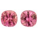 Loose No Heat Pink Sapphire Well Matched Gem Pair in Antique Cushion Cut, 2.01 carats, 5.60 mm Displays Rich Pink Color - AGL Cert