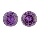 Loose Unheated Purple Sapphire Well Matched Gem Pair in Round Cut, 2.17 carats, 6.30 mm Displays Vivid Purple Color