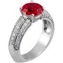 Lots of Bling! - Euro Shank set with GEM 1.40 carat 6.5mm Genuine Ruby Engagement Ring for SALE