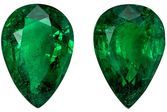 Low Price Green Emerald Gemstones, 5.66 carats Pear Cut in 11.9 x 8.3 mm size in Very Fine Green Color In A Matching Pair