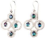 Magnificent Bubbly Style Genuine Alexandrite and Diamond Wire Back Earrings in 14k White Gold - 2.61 carats, 4.20 X 3.60 mm
