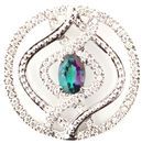 Mesmerizing Genuine Alexandrite Gemstone and Diamond Pendant With Curving Designs in 14k White Gold  - 0.56 carats, 6.47 x 4.68 mm