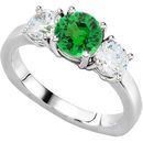 Mind-Blowing 3-Stone Engagement Ring With Round 1 carat 6mm Tsavorite Garnet Center & Round Diamond Side Gems