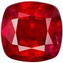 Must See Genuine Loose Ruby Gem in Cushion Cut, 6.4 x 6.3 mm, Medium Pure Red Color, 1.29 carats