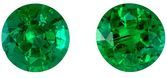 Must See Green Emerald Gemstones, 1.01 carats Round Cut in 5.1 mm size in Stunning Green Color In A Matching Pair