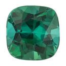 Natural Blue Green Tourmaline Gemstone in Antique Cushion Cut, 1.76 carats, 7.38 x 7.35 mm Displays Rich Blue-Green Color