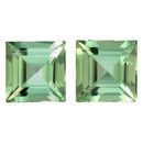Natural Green Tourmaline Well Matched Gem Pair in Square Cut, 3.12 carats, 6.80 mm Displays Pure Green Color