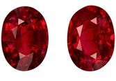 Natural Gem Red Ruby Loose Gemstones, 1.82 carats in Oval Cut, 6.9 x 5mm in a Matching Pair