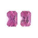 Natural Pink Sapphire Well Matched Gem Pair in Radiant Cut, 1.18 carats, 6 x 4 mm Displays Pure Pink Color