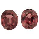 Natural Rhodolite Garnet Well Matched Gem Pair in Oval Cut, 6.48 carats, 9.50 x 8.10 mm Displays Rich Pink-Red Color