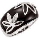 Onyx & Diamond Accented Floral-Inspired Ring