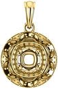 Ornate Accented Halo Pendant Mounting for Cushion Gemstone Size 5mm to 10mm