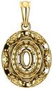 Ornate Accented Halo Pendant Mounting for Oval Gemstone Size 6 x 4mm to 12 x 10mm
