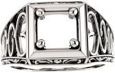 Ornate Solitaire Men's Ring Mounting for Round Gemstone Size 3mm to 7mm