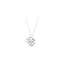 Real Diamond Necklace in Ornate Sterling Silver 1/10 Carat Diamond Heart Lock Necklace