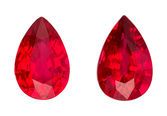 Perfect Earring Gems Ruby Gemstone Pair 1.1 carats, Pear Cut, 6 x 4 mm, with AfricaGems Certificate