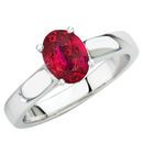 Perfect Genuine 1 carat Low Price on 7x5mm Ruby Gemstone in Bold Chunky Ruby Solitaire Engagement Ring for SALE