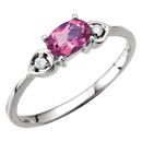 Oval Genuine Pink Tourmaline & Diamond Accented 3-Stone Ring
