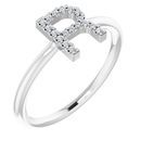 Genuine Diamond Ring in Platinum .06 Carat Diamond Initial R Ring