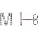 Natural Diamond Earrings in Platinum .08 Carat Diamond Single Initial M Earring