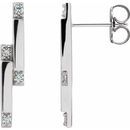 Natural Diamond Earrings in Platinum 1/10 Carat Diamond Bar Earrings