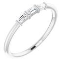 Genuine Diamond Ring in Platinum 1/6 Carat Diamond Three-Stone Stackable Ring